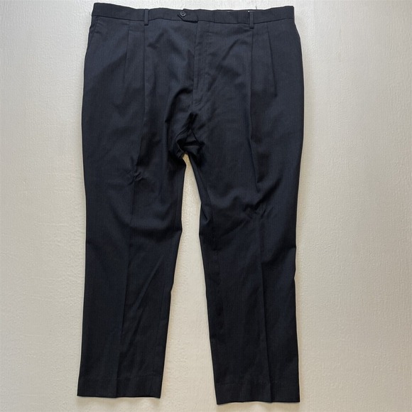 Paul Fredrick 44x30 Gray 100% Wool Pleated Slim Leg Mens‎ Dress Pants - Picture 1 of 9